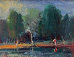 "Parque Washington"  - Paisaje al óleo de un parque en Denver, CO