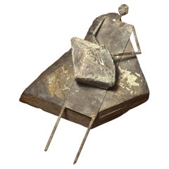 Ken Vares — « Dead Man », 1967 : sculpture abstraite de style brutaliste en métal soudé et pierre