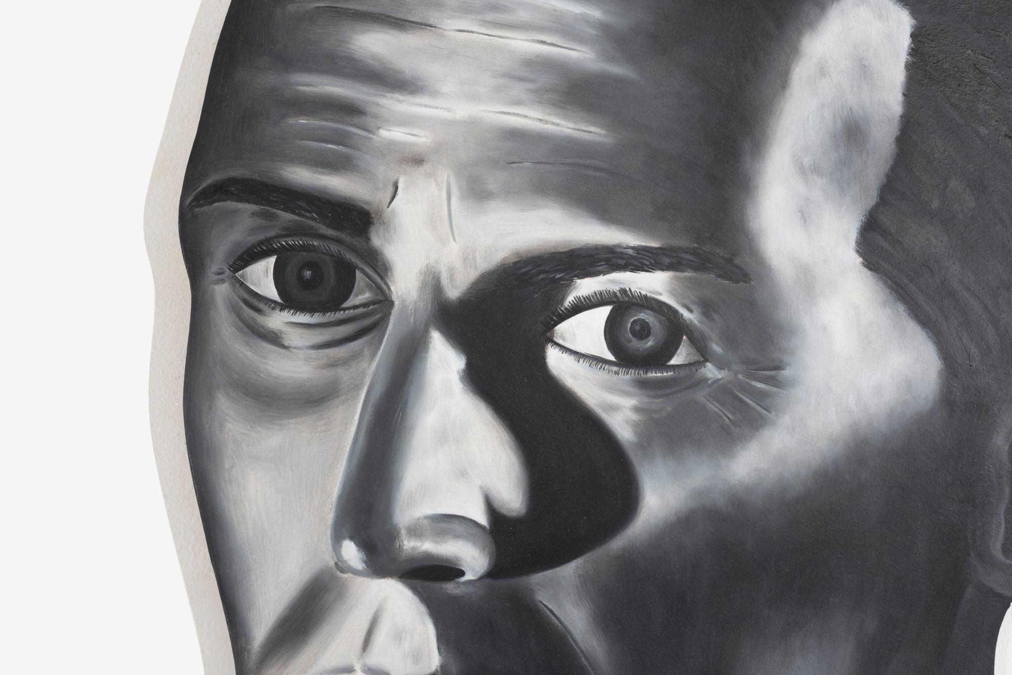 Ken Warneke – Suite of Triptych Face Paintings (1984)
A striking set of three portrait paintings by Chicago School artist Ken Warneke, exhibited at the MCA Chicago. Each piece is signed and dated on the verso: 