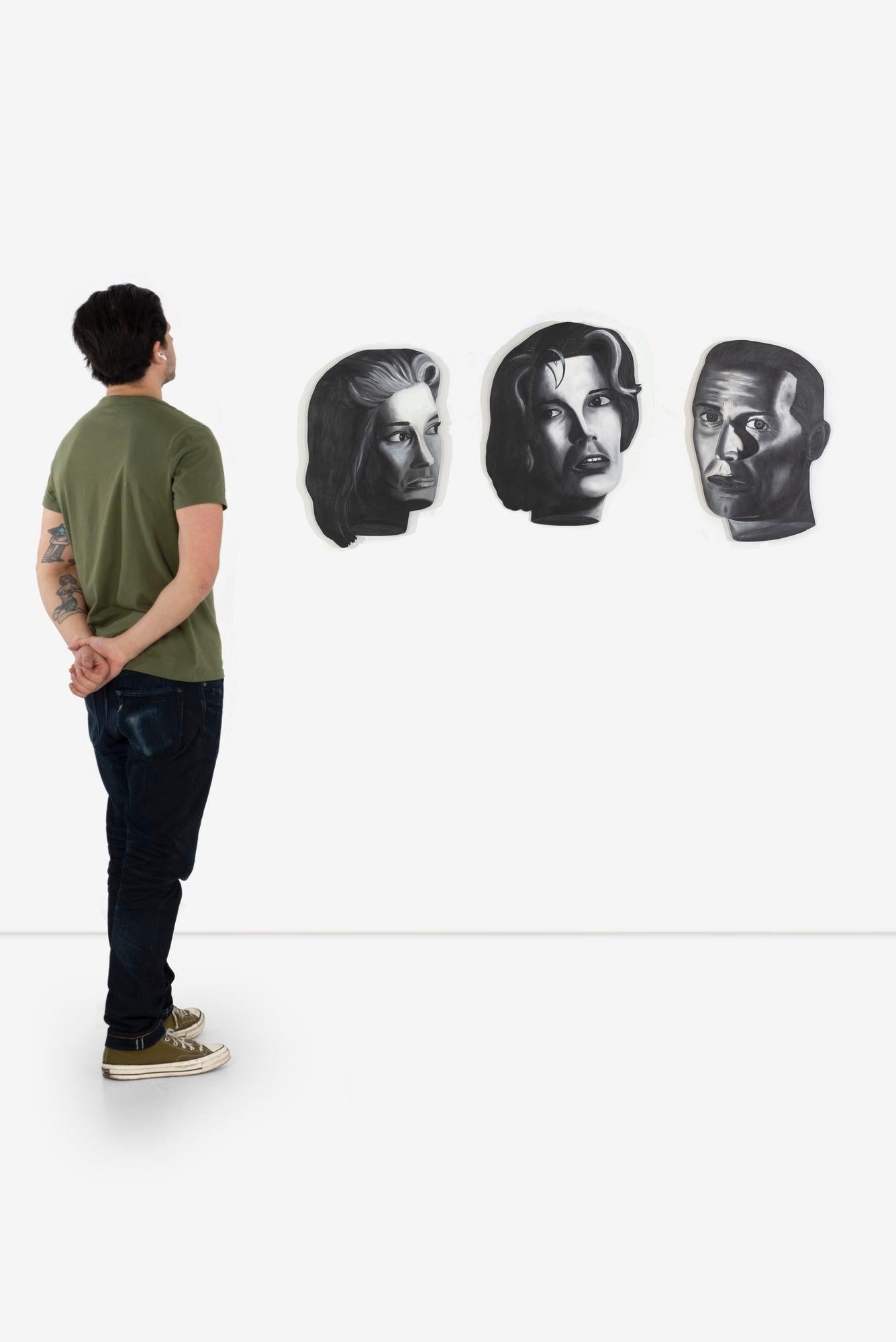 Hand-Painted Ken Warneke – Suite of Triptych Face Paintings 1984 For Sale