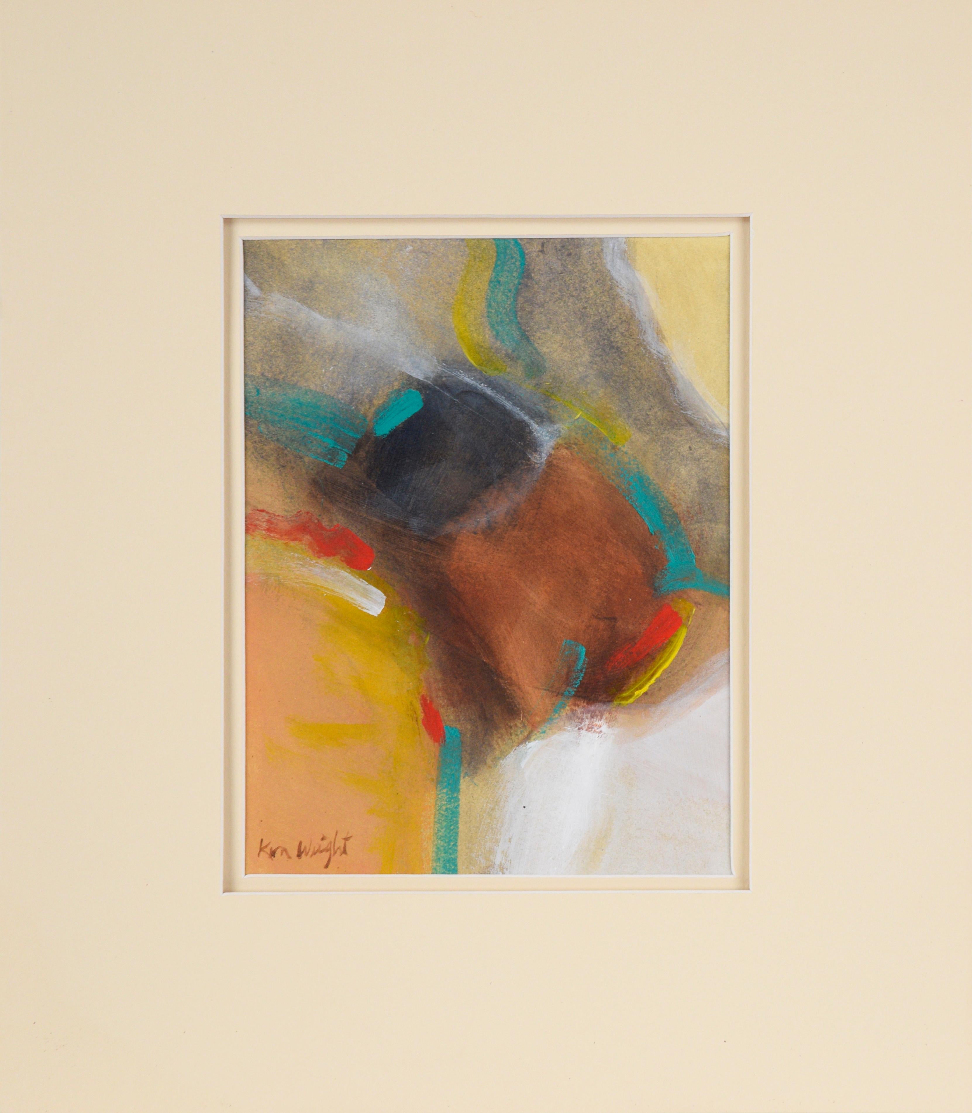 Ken Wright Abstract Painting - A Moment in Time - Abstract Oil on Paper
