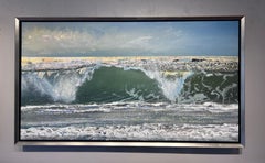 Ken Zier, "The Green Energy", 25x47 Seascape Water Oil Painting on Canvas