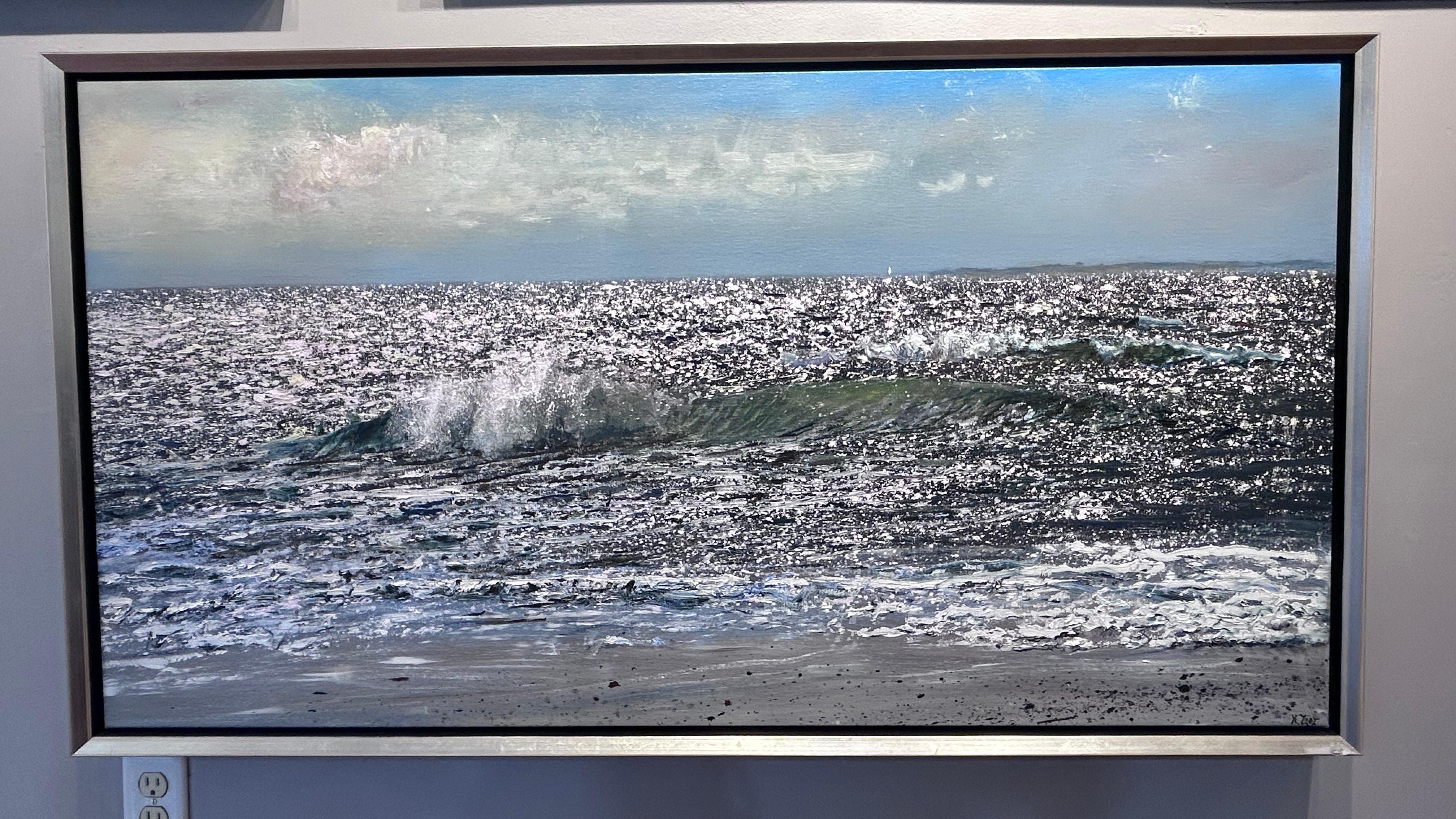 Ken Zier, „You Got the Silversea“, 27x51 Meereslandschaft, Ölgemälde auf Leinwand im Angebot 1
