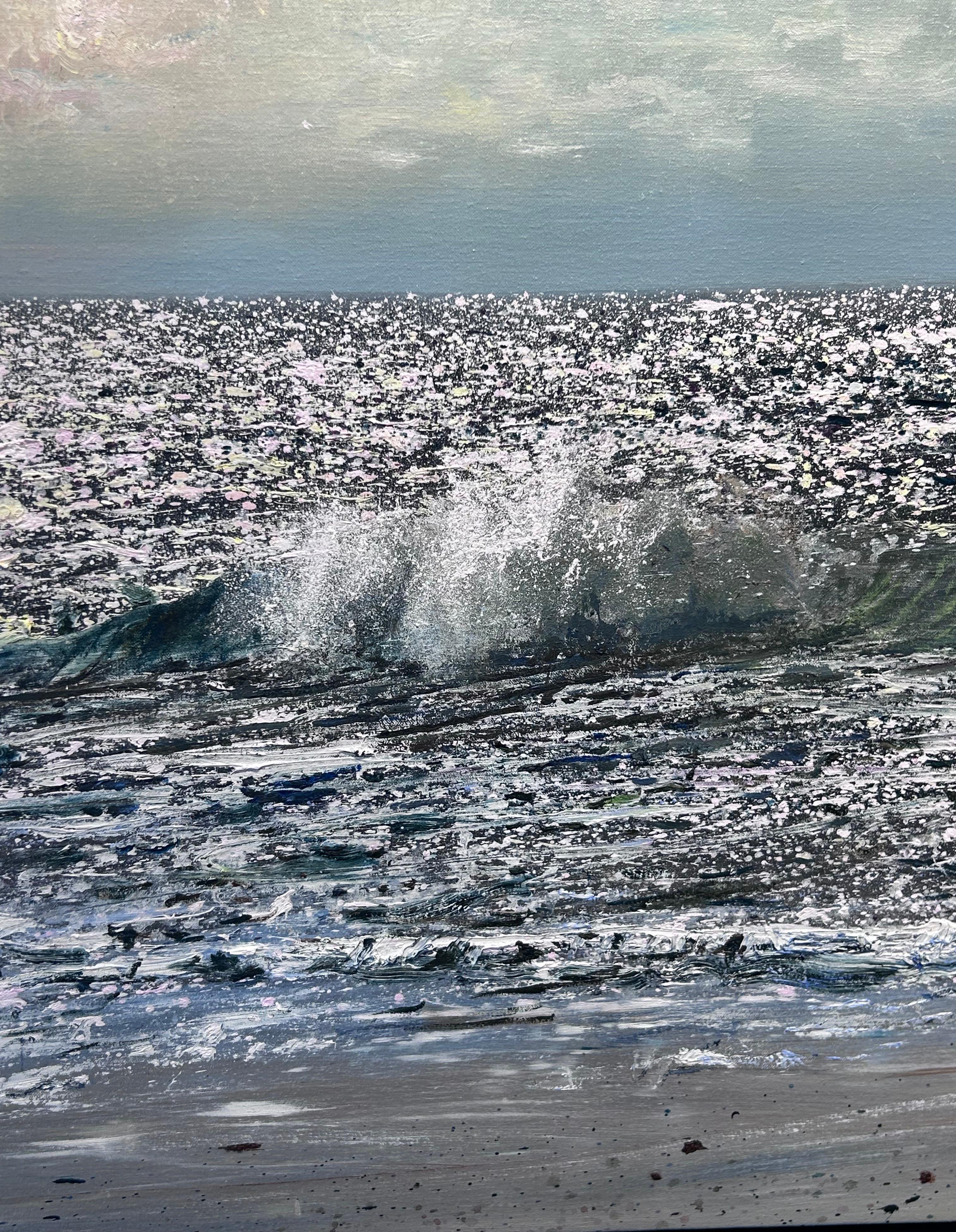 Ken Zier, „You Got the Silversea“, 27x51 Meereslandschaft, Ölgemälde auf Leinwand im Angebot 4