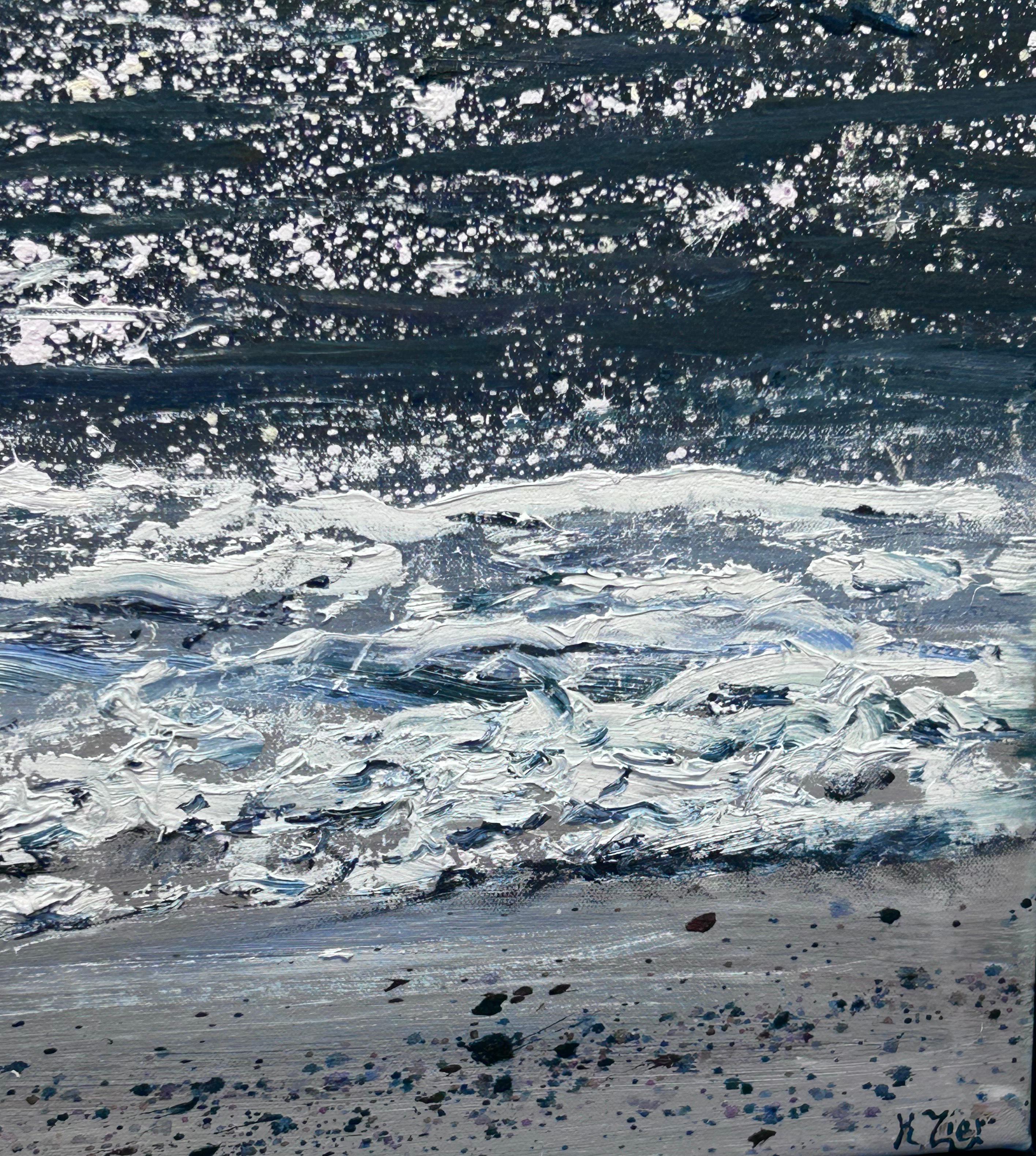 Ken Zier, „You Got the Silversea“, 27x51 Meereslandschaft, Ölgemälde auf Leinwand im Angebot 6