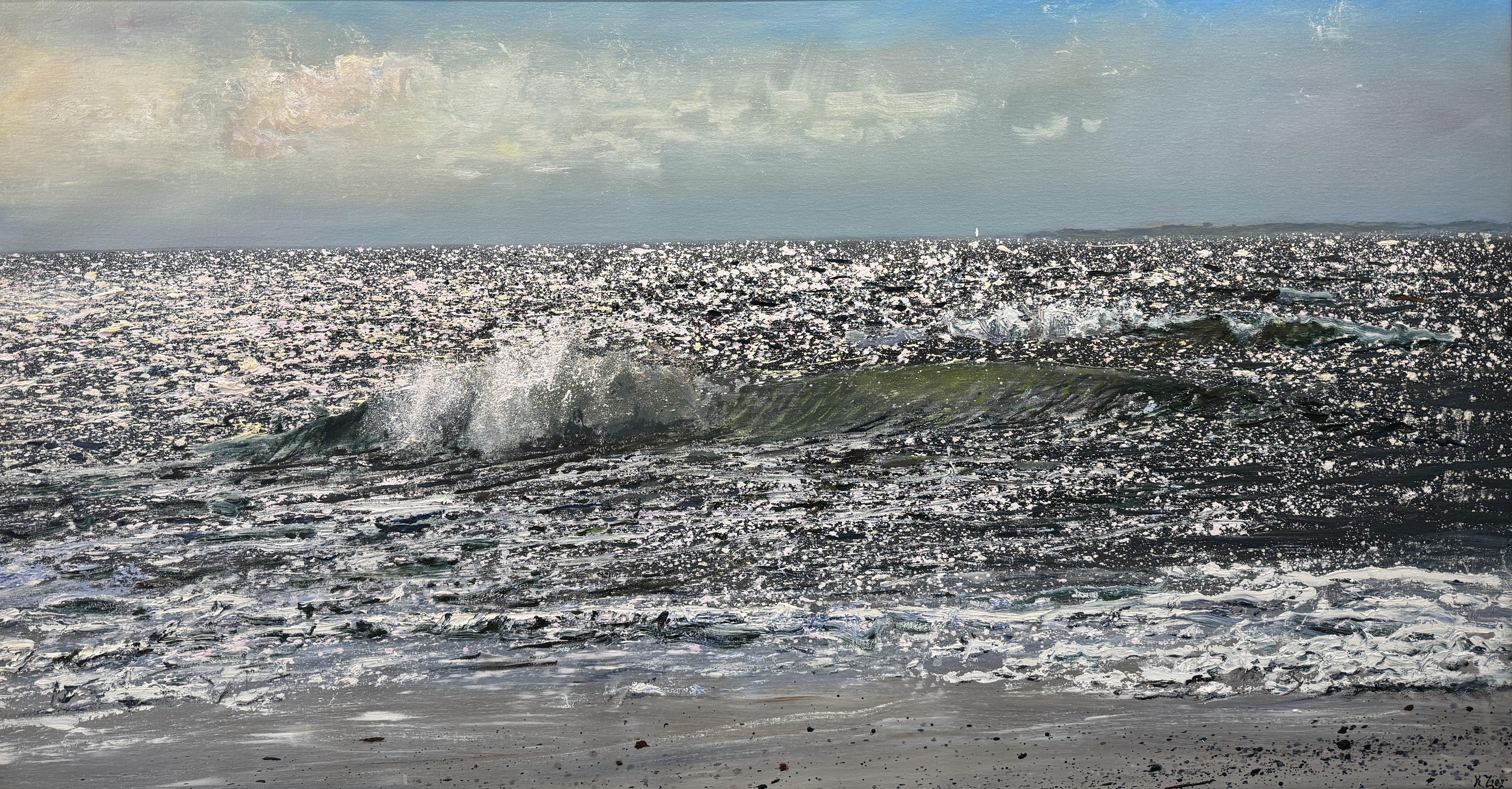 Ken Zier, „You Got the Silversea“, 27x51 Meereslandschaft, Ölgemälde auf Leinwand