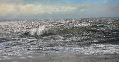Ken Zier, "Tienes el Silversea", 27x51 Paisaje marino al agua Pintura al óleo sobre lienzo