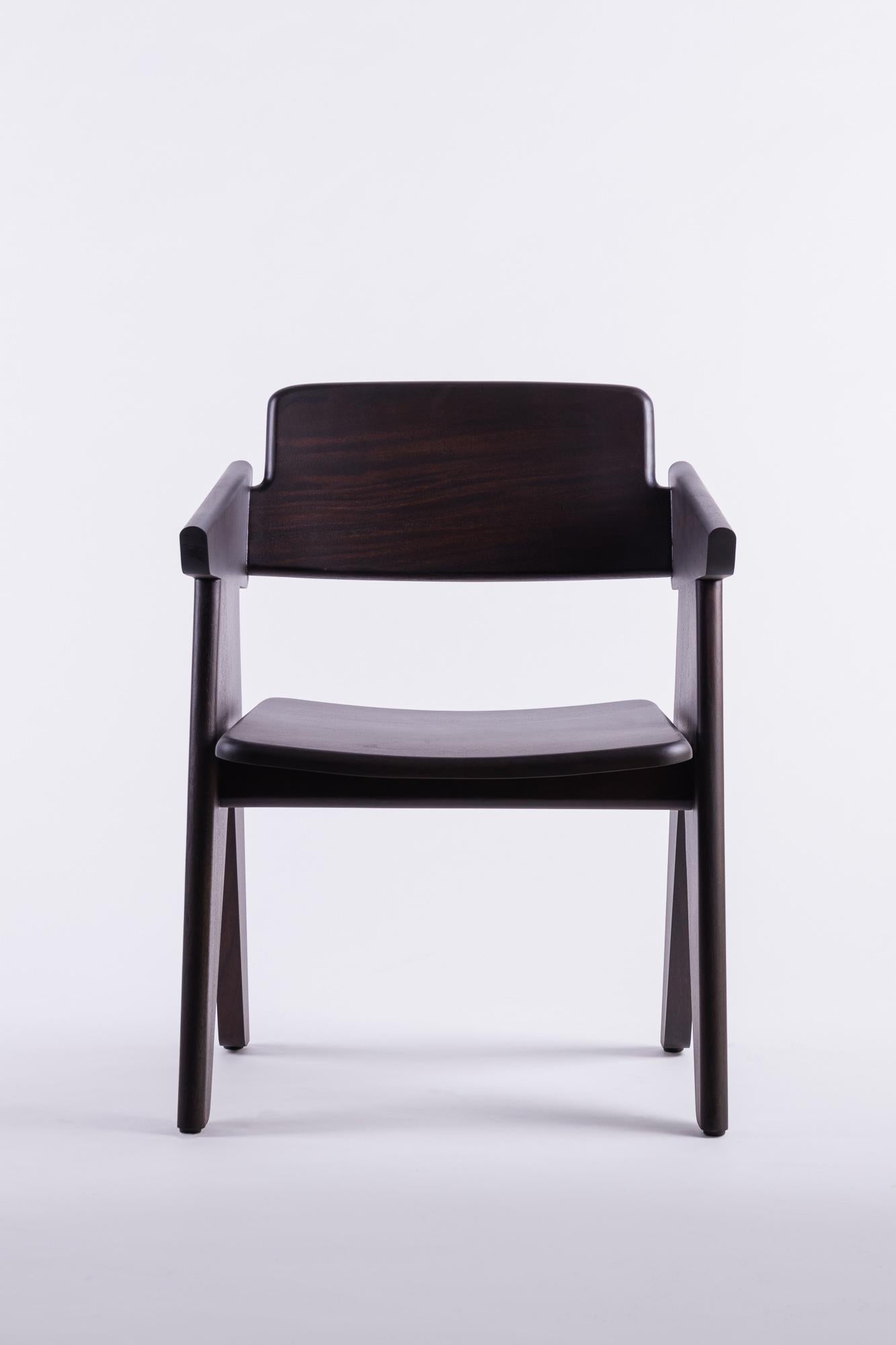Mid-Century Modern KENA Chair, Natural Dark Acacia Wood For Sale