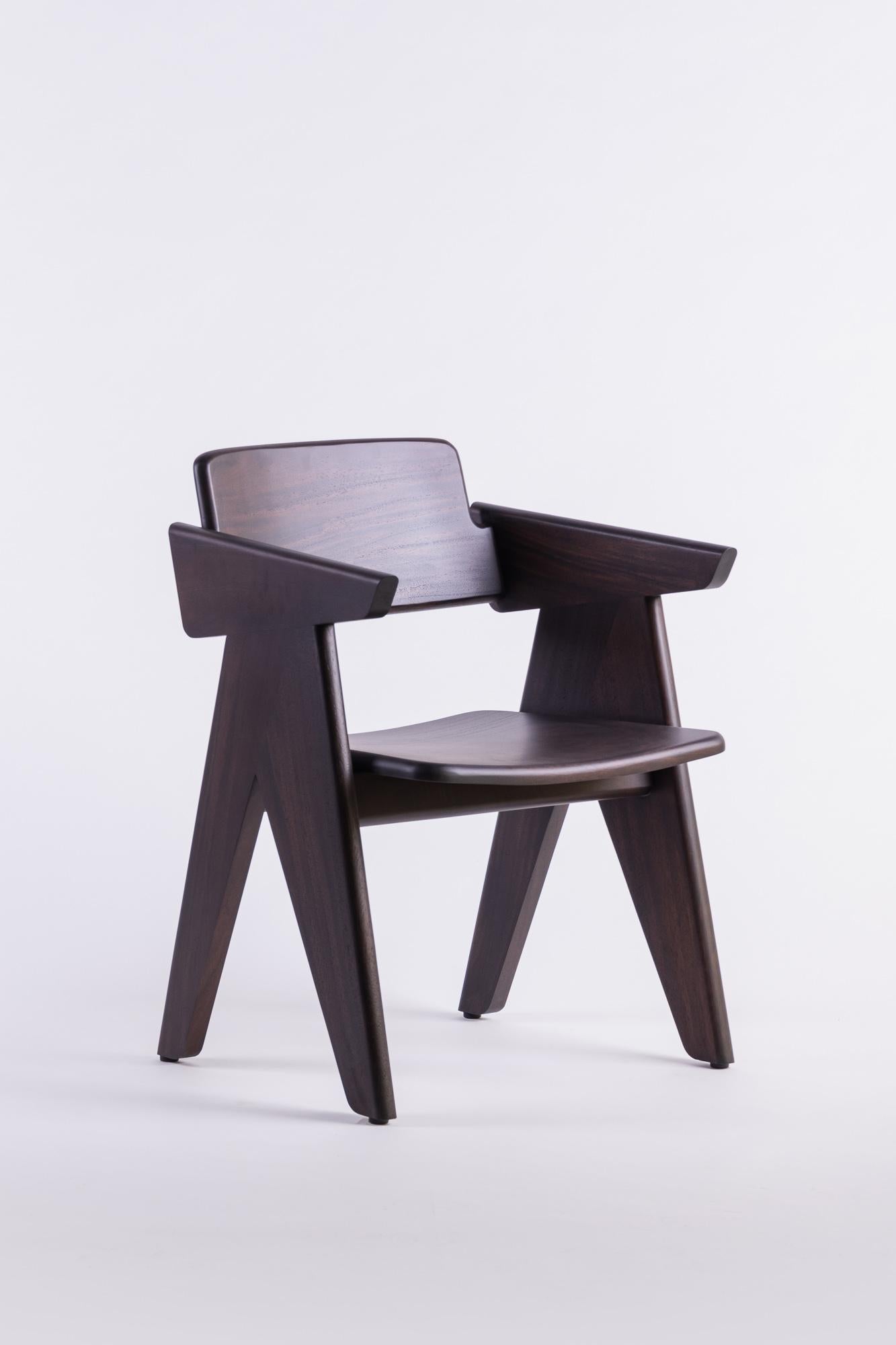 Thai KENA Chair, Natural Dark Acacia Wood For Sale