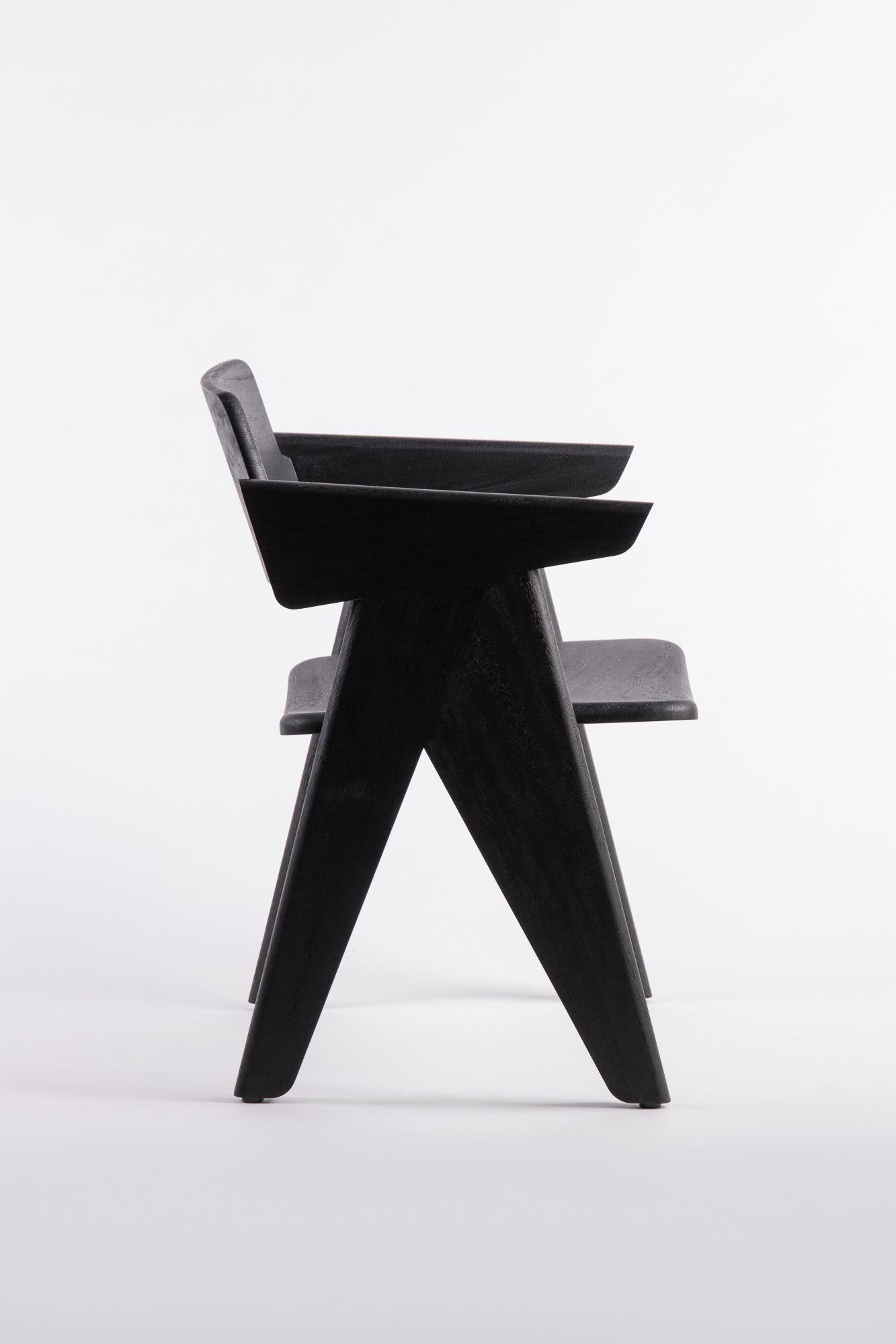 Thai KENA Chair, Rough Black Acacia Wood For Sale
