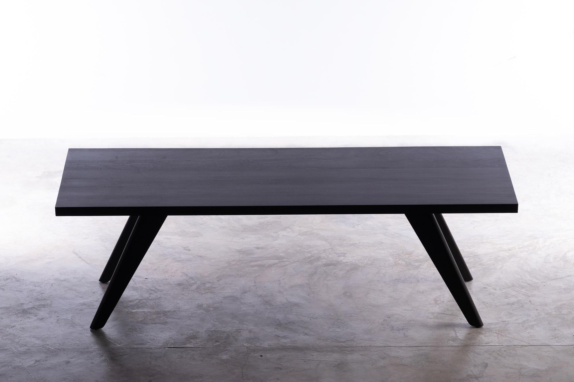 Thai Kena Table 200cm, Charcoal Black Acacia Wood For Sale
