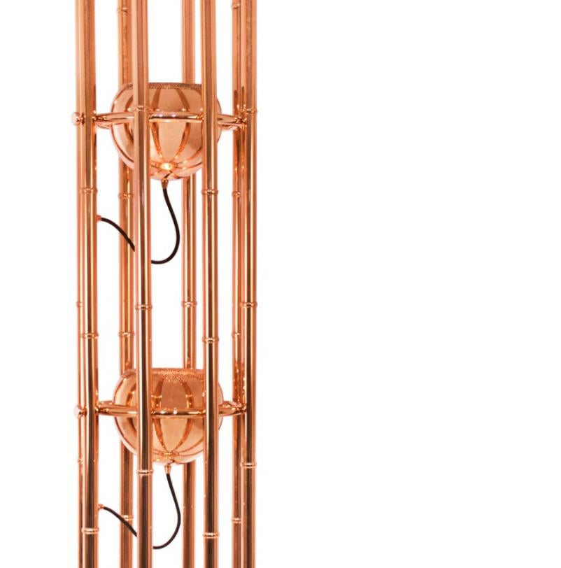 Portuguese Kendo Floor Lamp in Polished Copper For Sale