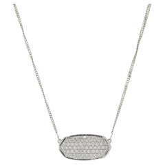 Kendra Scott 14 Karat White Gold Pave Diamond Oval Necklace