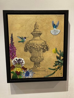 Aurum 1 - Botanical Opulence, Geometry & Birds: Acrylic, Ink & Gold on Canvas