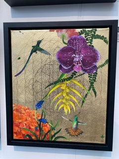 Aurum 2 - Botanical Opulence, Geometry & Birds: Acrylic, Ink & Gold on Canvas