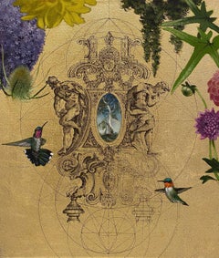Aurum 3 - Botanical Opulence, Geometry & Birds: Acrylic, Ink & Gold on Canvas
