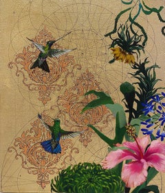 Aurum 4 - Botanical Opulence, Geometry & Birds: Acrylic, Ink & Gold on Canvas