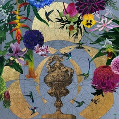 Claudius Conqueror - Géométrie opulente, oiseaux et botanique : techniques mixtes sur toile