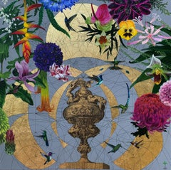 Claudius Conqueror - Géométrie opulente, oiseaux et botanique : Technique mixte sur toile
