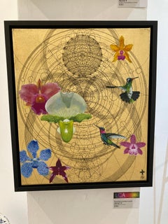 Aurum 14 -contemporary mixed media decorative floral geometric colorful painting