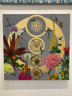 Caracalla's Gardens - contemporary mixed media colourful decorative floral