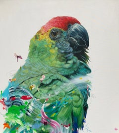 Arlecchino - contemporary, animal, bird, colourful, acrylic painting 