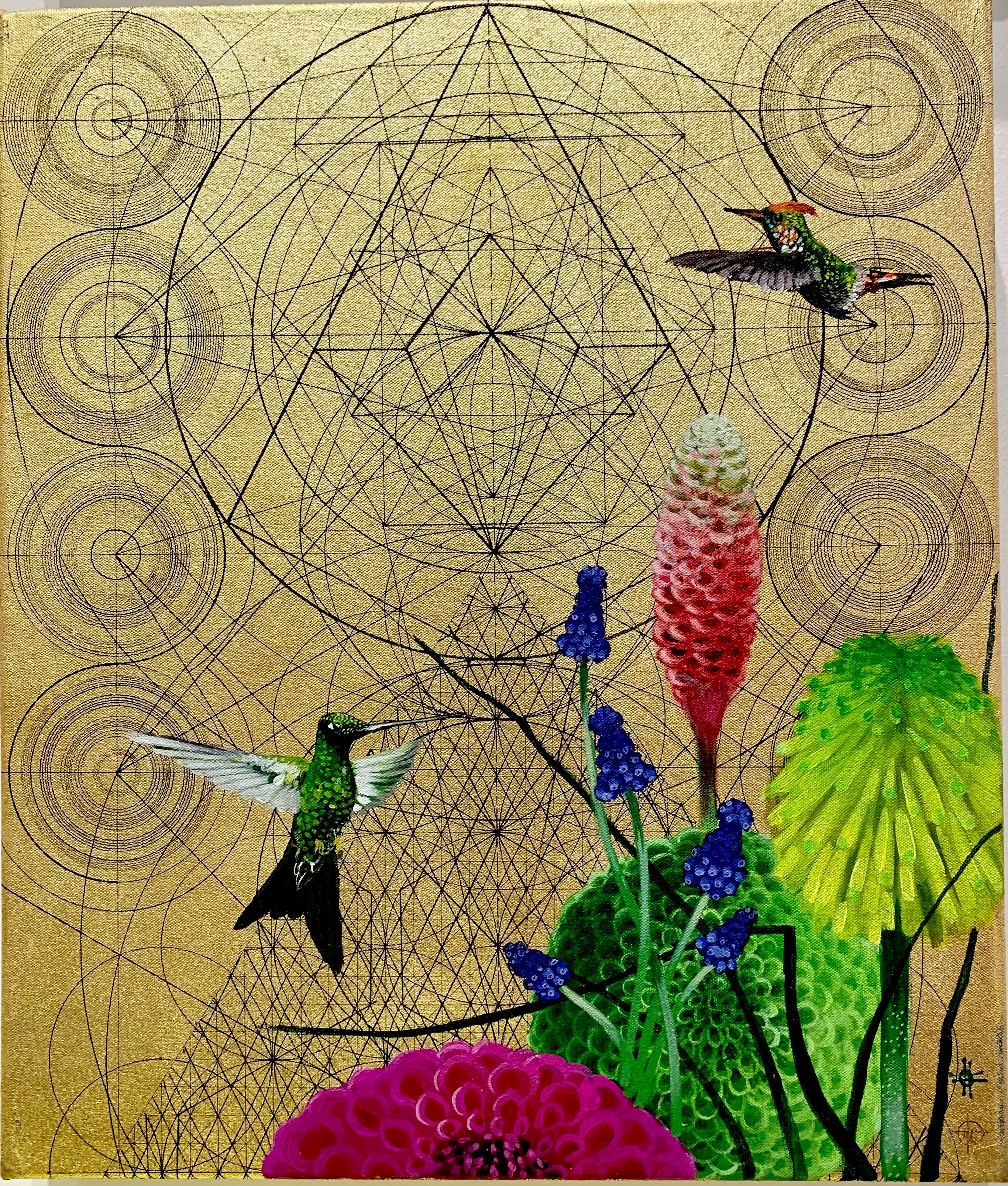 Aurum 19- Pintura acrílica, floral, colorido, tropical, lienzo - Painting de Keng Wai Lee