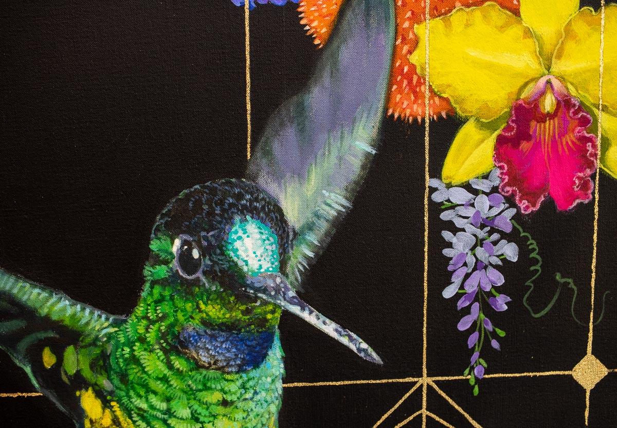 Baker - Acrylic Painting, Bird, Wildlife, colourful, tropical, canvas For Sale 3