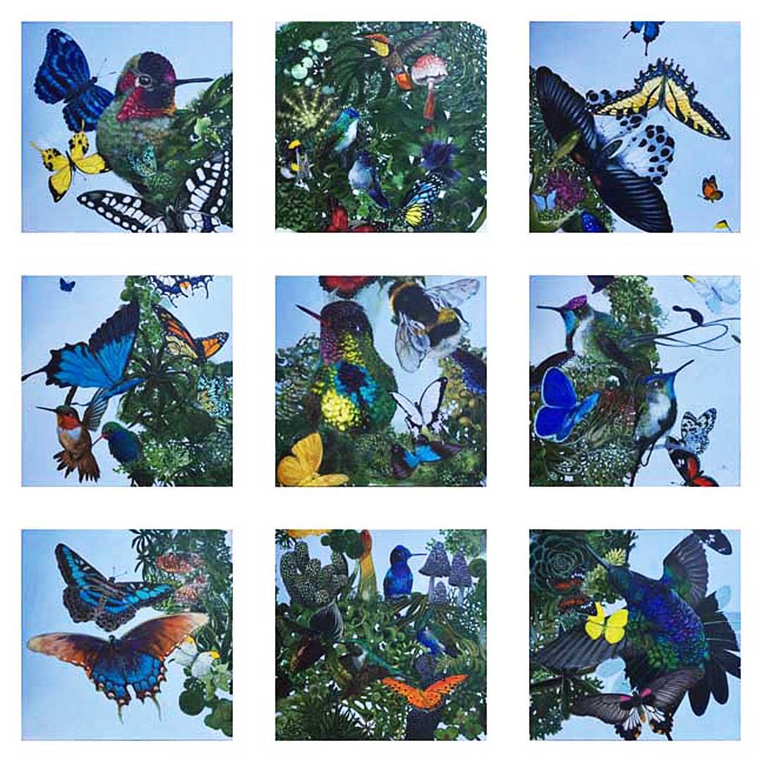 Barkis Bittern - figurative butterflies flowers contemporary acrylic on canvas 5