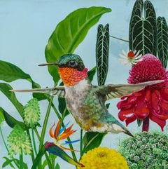 Bianca – Acrylgemälde, floral, farbenfroh, tropisch, auf Leinwand