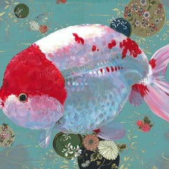 Bubble - contemporary colorful decorative fish painting acrylic on canvas 