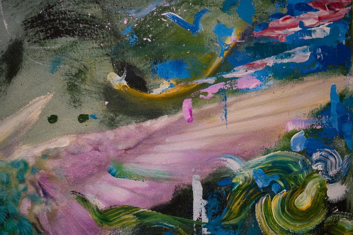 Dahlia Sin – Acrylgemälde, floral, farbenfroh, tropisch, auf Leinwand (Zeitgenössisch), Painting, von Keng Wai Lee