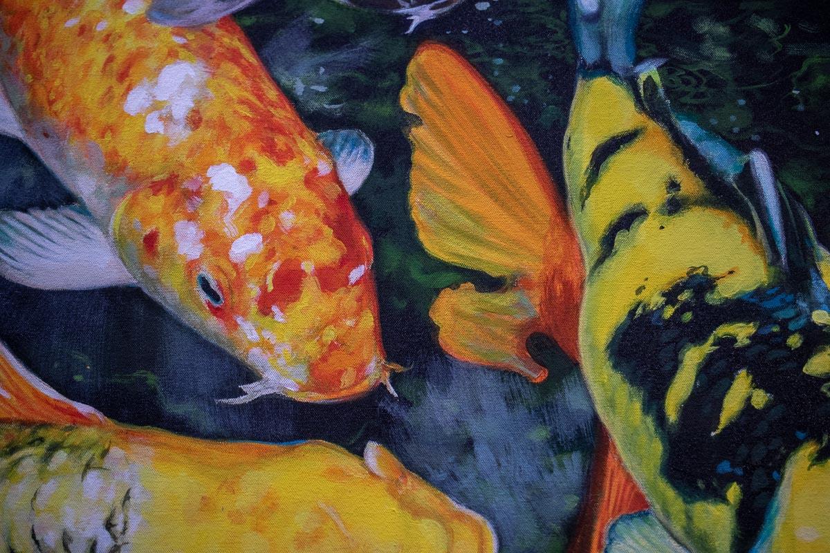 Fortius – Acrylgemälde, Fisch, farbenfroh, tropisch, auf Leinwand (Zeitgenössisch), Painting, von Keng Wai Lee