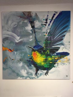 House of Ohara - contemporary flying bird painting expressive colourful bright