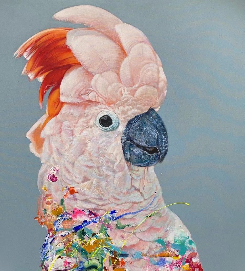 Isabella - Pintura acrílica, colorida, tropical, lienzo - Painting Contemporáneo de Keng Wai Lee
