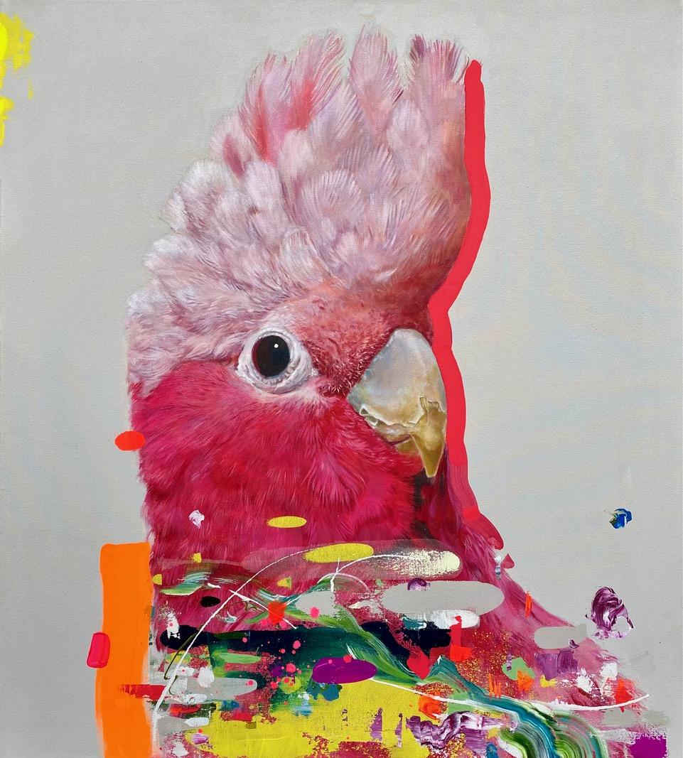 La Signora – Acrylgemälde, farbenfroh, tropisch, Leinwand – Painting von Keng Wai Lee