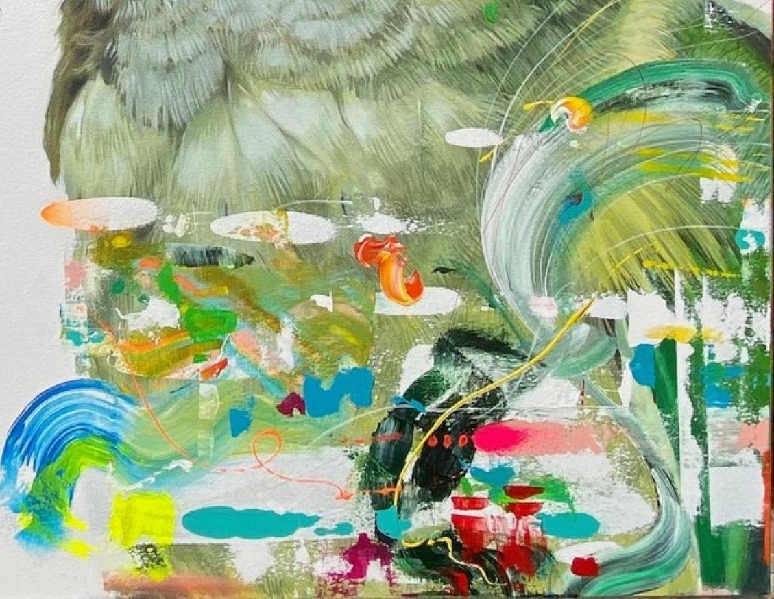 Pantalone – Acrylgemälde, farbenfroh, tropisch, Leinwand (Zeitgenössisch), Painting, von Keng Wai Lee