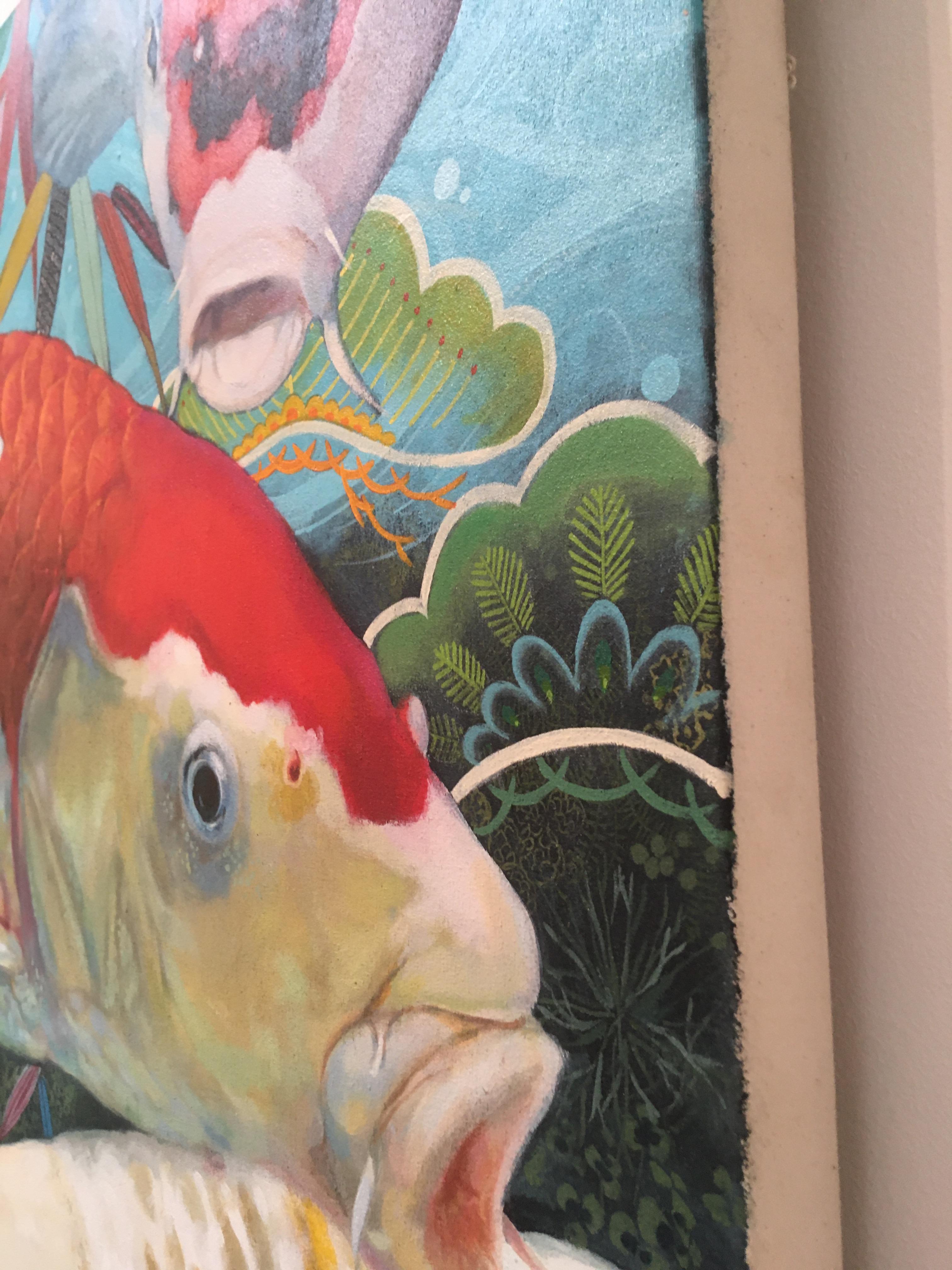 Philharmonia - contemporary colourful decorative acrylic painting fauna koi fish 1