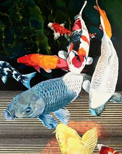 Stream - contemporary fish underwater acrylic painting