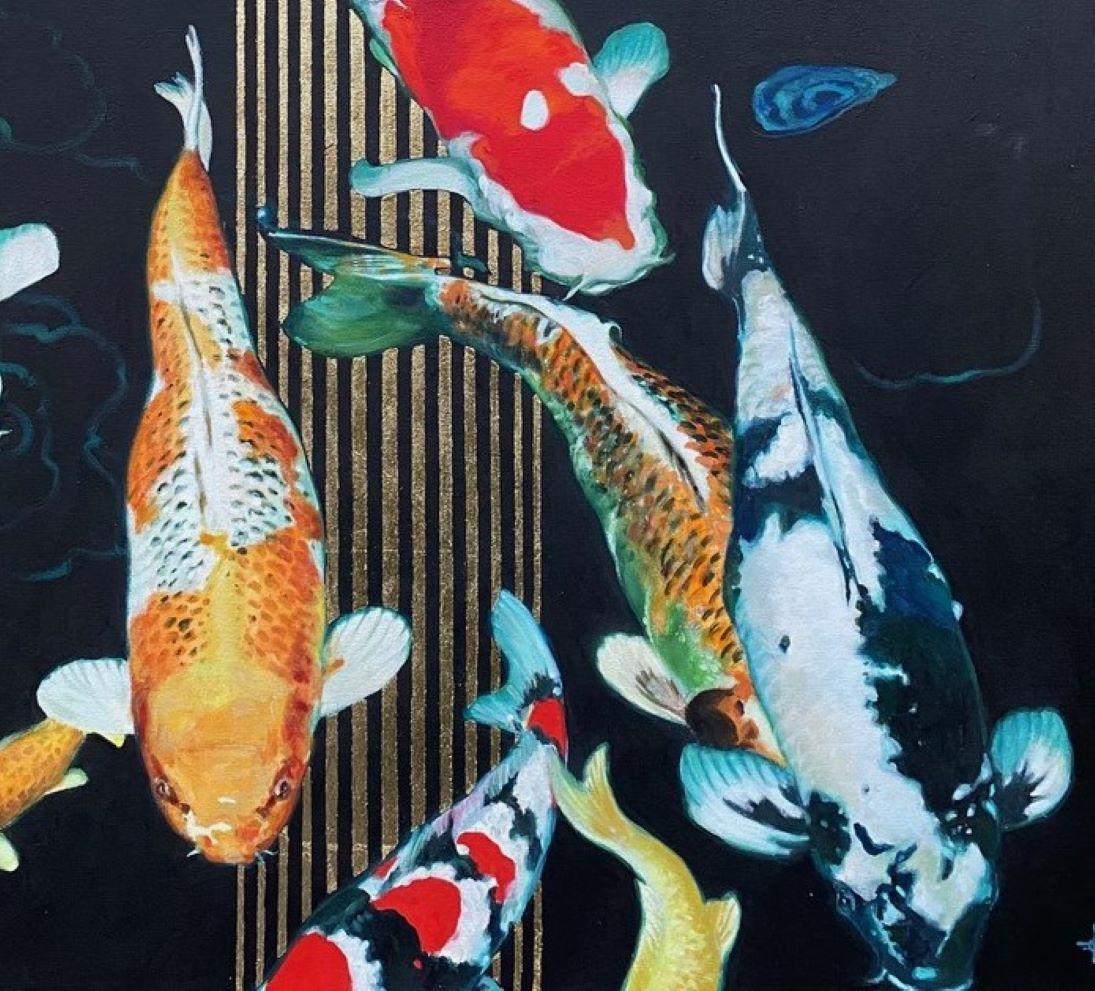 Virtus - Acrylgemälde, farbenfroh, tropisch, Leinwand – Painting von Keng Wai Lee