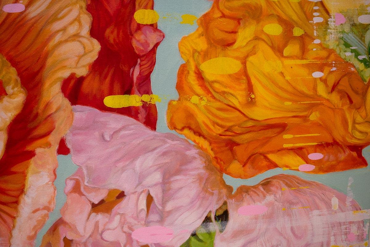 Whenua – Acrylgemälde, floral, farbenfroh, tropisch, auf Leinwand – Painting von Keng Wai Lee
