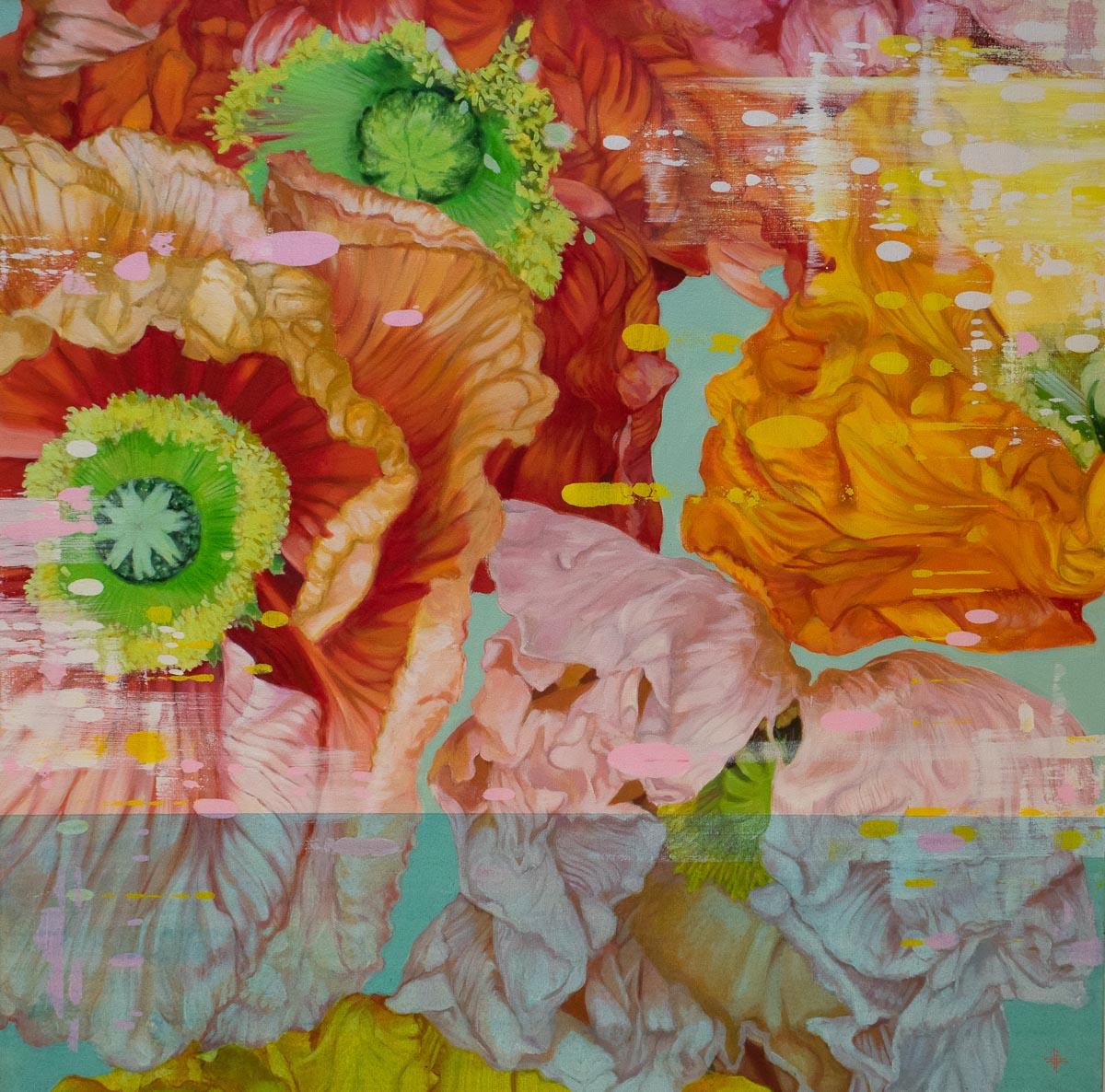 Whenua - Acrylic Painting, floral, colourful, tropical, canvas