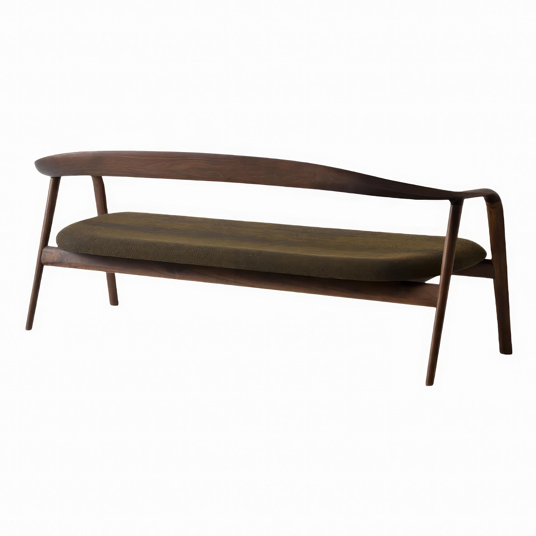 Kengo Kuma 'Kumahida' Wood Sofa Bench in Walnut for Hida In New Condition For Sale In Glendale, CA