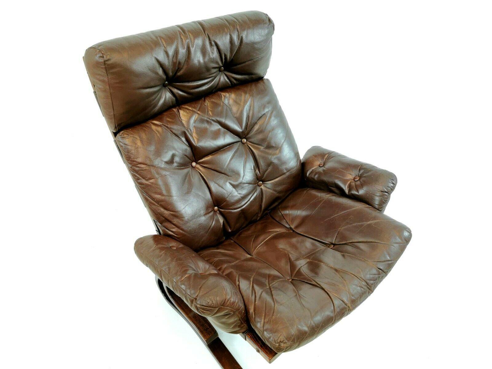 Mid-Century Modern Kengu Armchair for Rykken Midcentury Vintage Rosewood and Leather