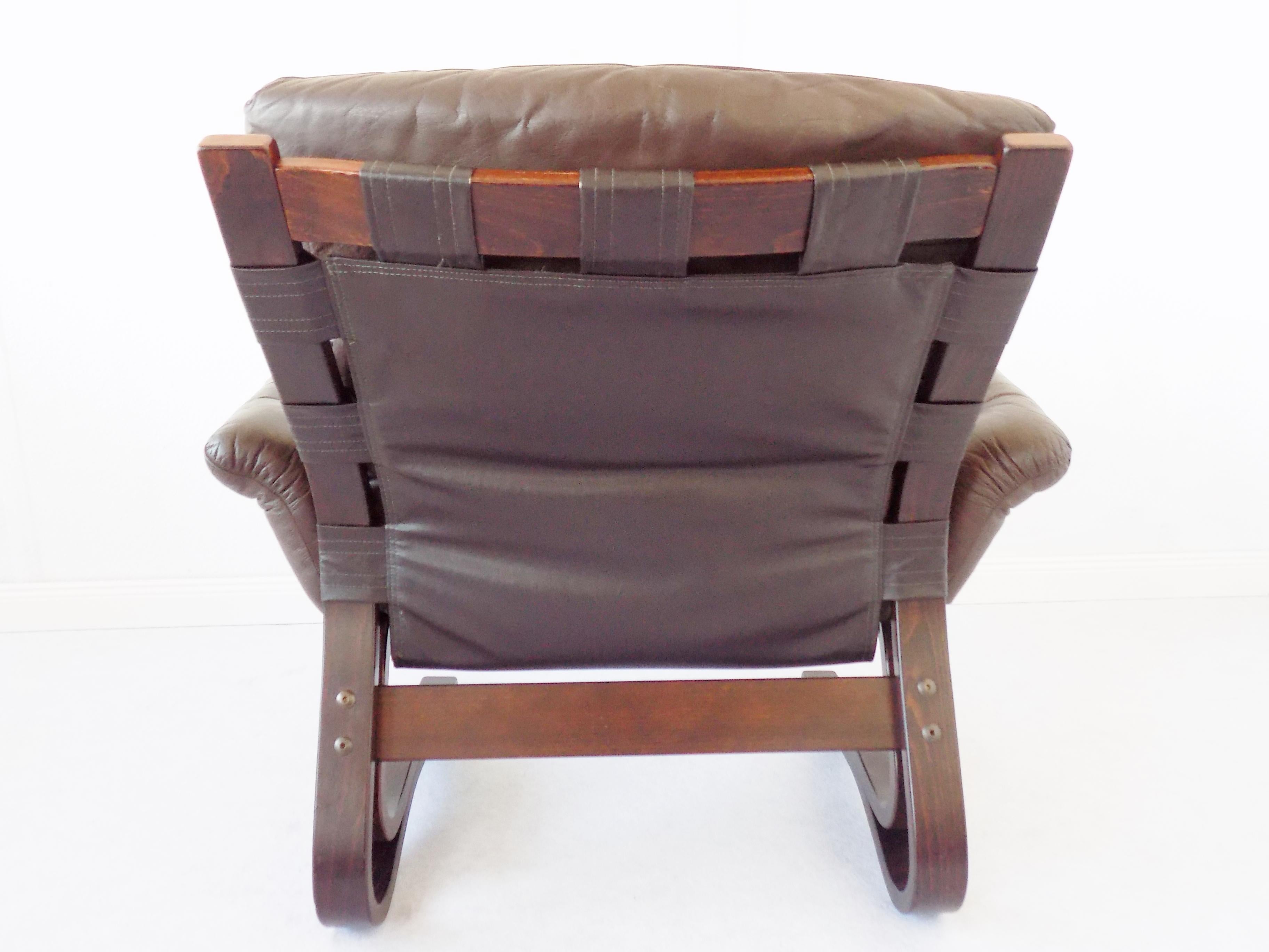 Leather Kengu Chair by Elsa & Nordahl Solheim For Sale