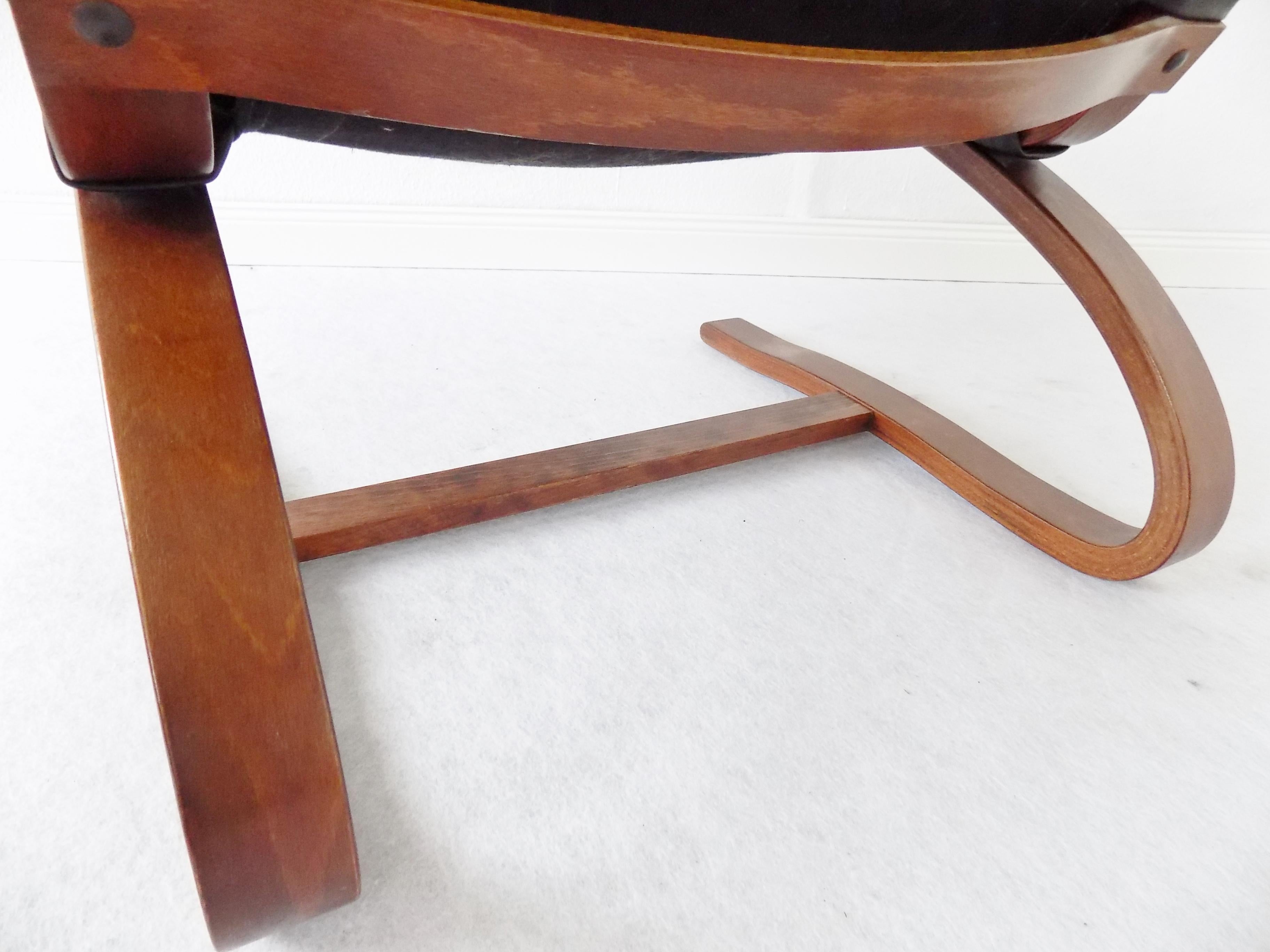 Kengu Chair by Elsa & Nordhal Solheim, Rykken, Scandinavian modern Black leather 3