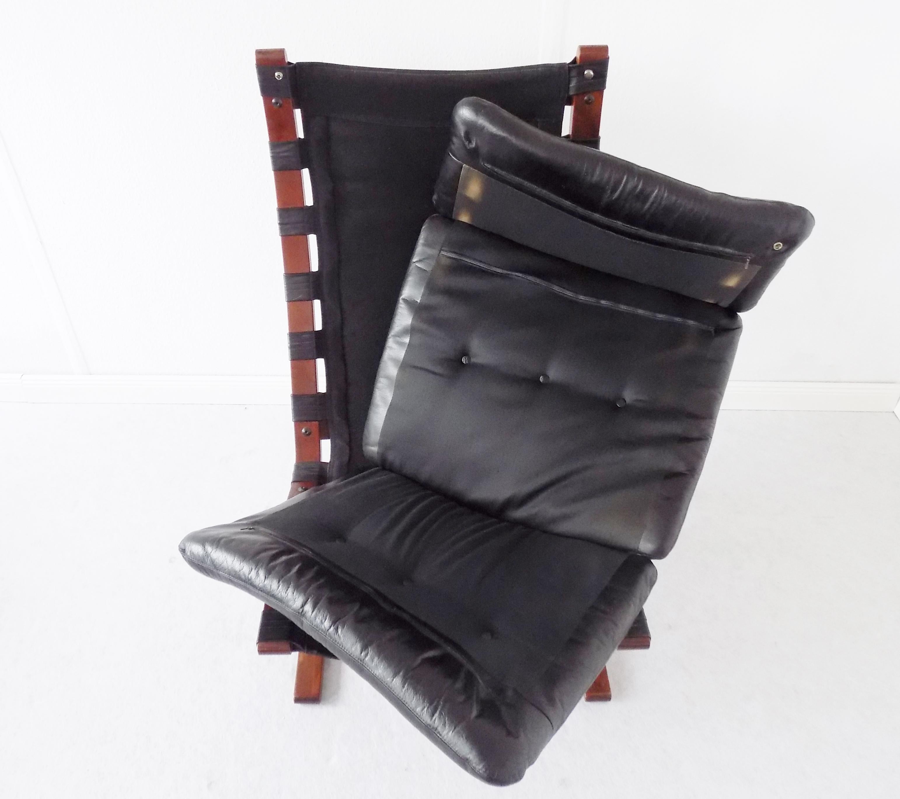 Kengu Chair by Elsa & Nordhal Solheim, Rykken, Scandinavian modern Black leather 5