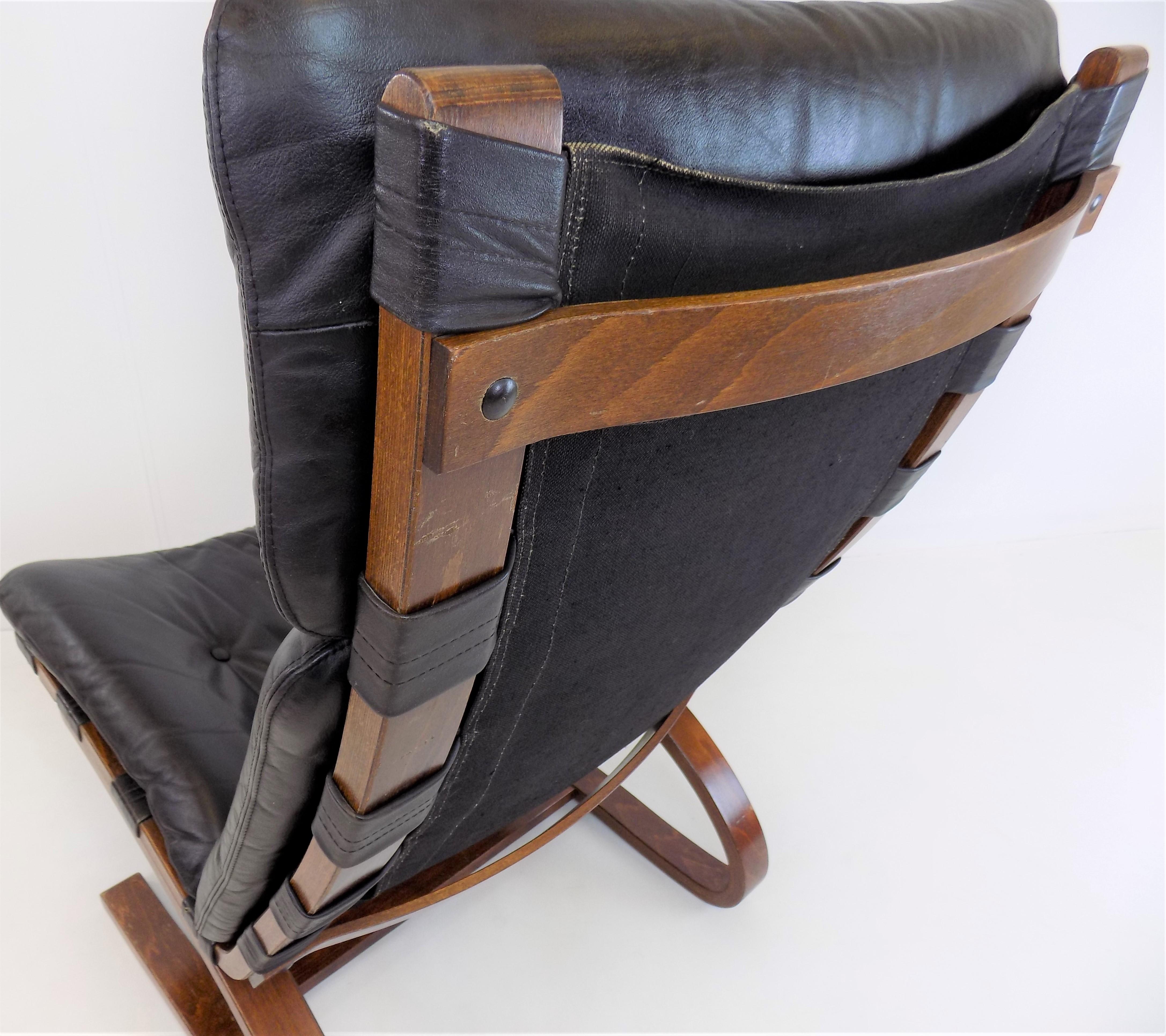 Norwegian Kengu Leather Lounge Chair by Elsa&Nordahl solheim for Rybo Rykken