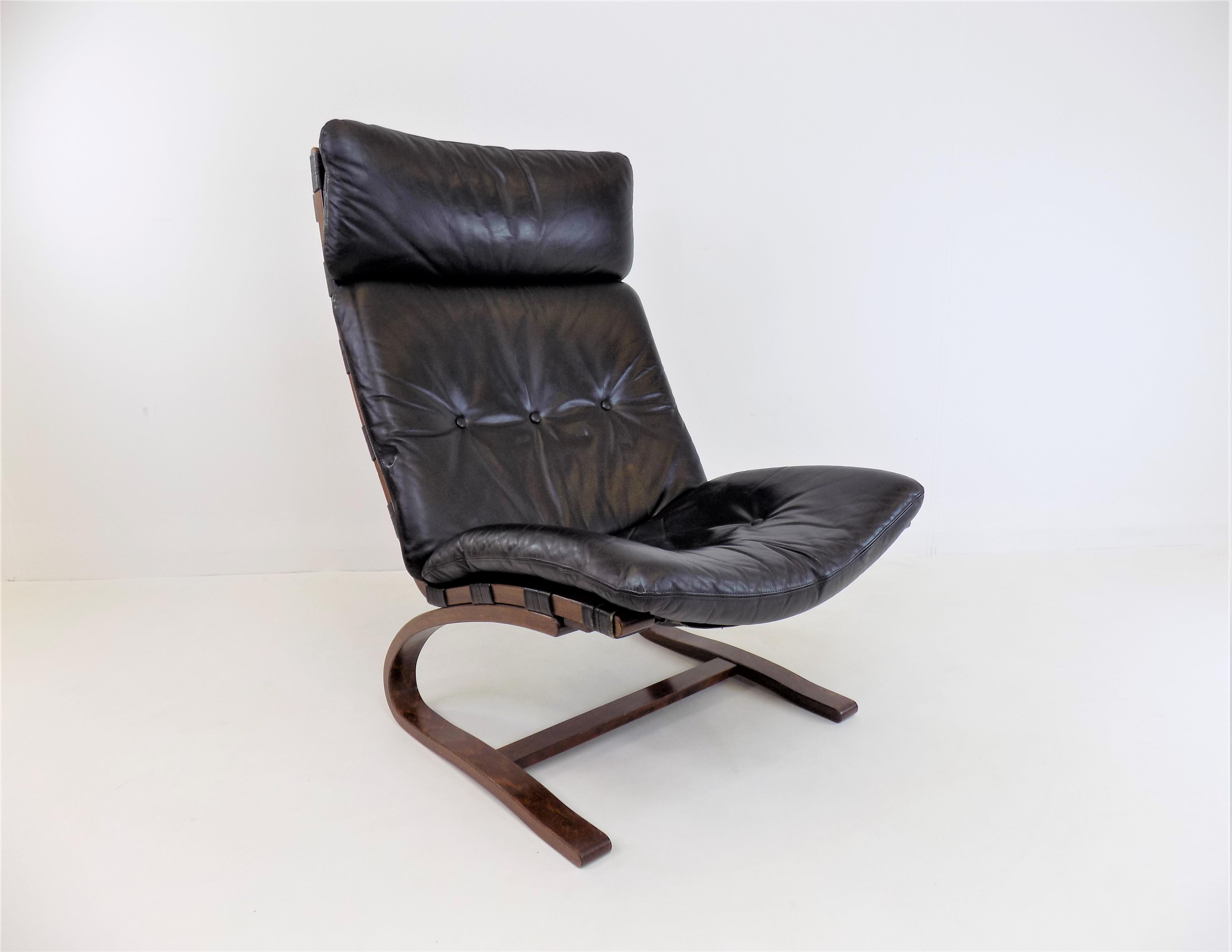 Kengu Leather Lounge Chair by Elsa&Nordahl solheim for Rybo Rykken 1