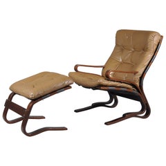Kengu Lounge Chair and Ottoman by Elsa Solheim for Rybo Rykken & Co, 1970s